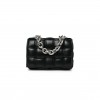 BOTTEGA VENETA LAMBSKIN MAXI INTRECCIO PADDED CHAIN CASSETTE CROSSBODY BAG BLACK  (25*17*8cm)