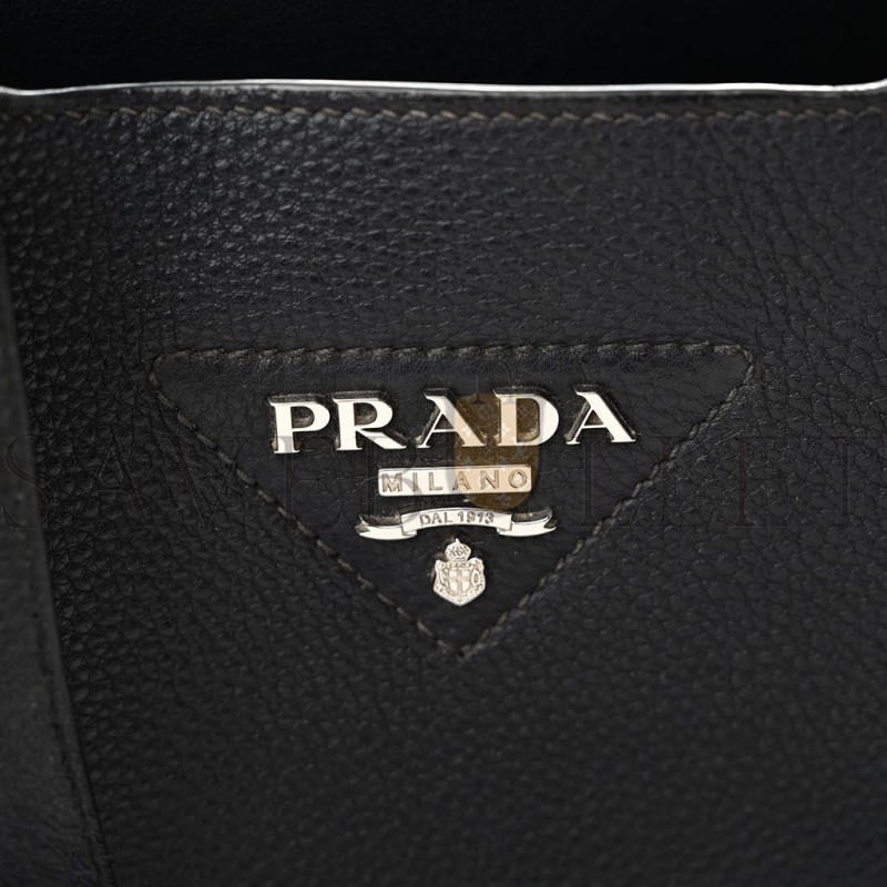 PRADA VITELLO DAINO SOFT MEDIUM DYNAMIQUE TOTE BLACK (25*22*13cm)