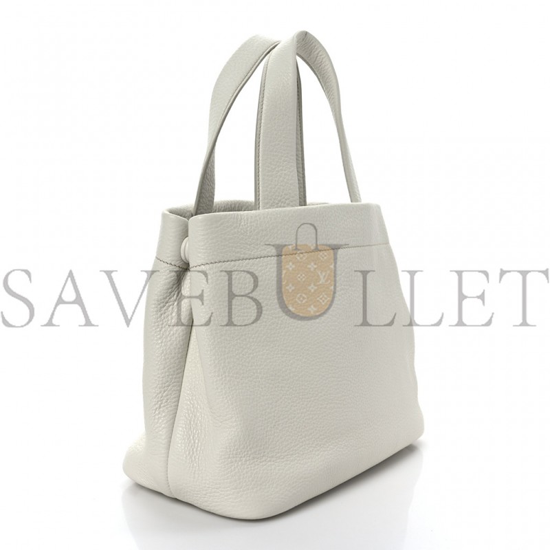 PRADA VITELLO DAINO SOFT PERFORATED LOGO TOTE WHITE (30*27*13cm)