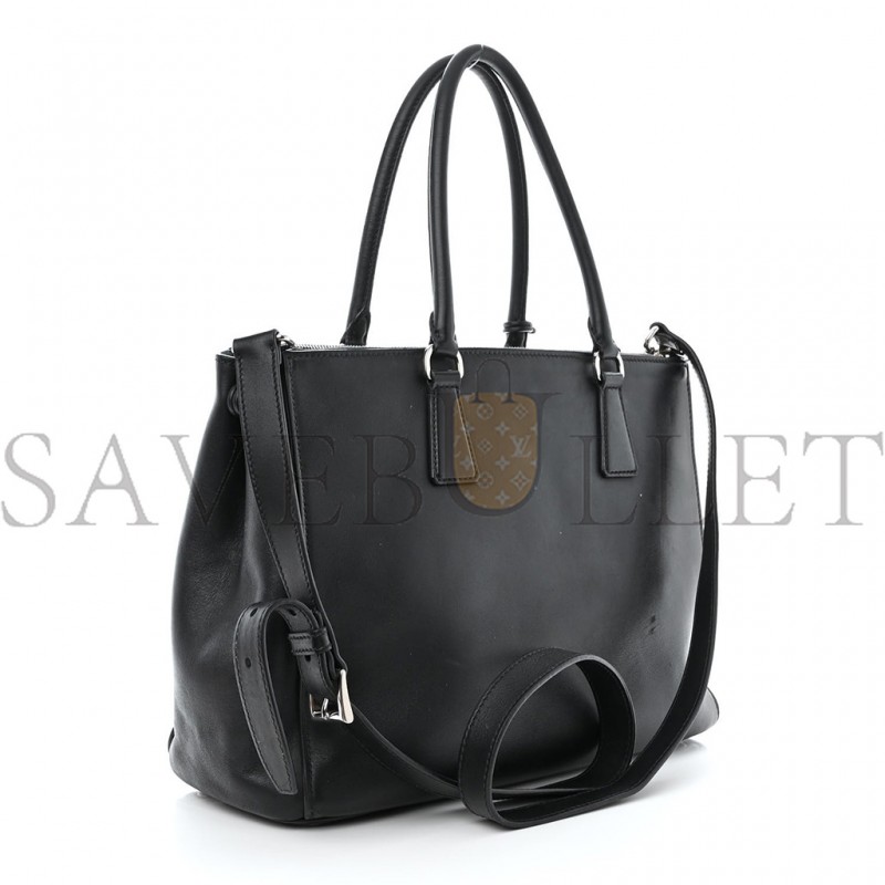 PRADA SOFT CALFSKIN GALLERIA DOUBLE ZIP TOTE BLACK (34*25*15cm)