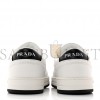 PRADA VITELLO ROIS METAL TRIANGLE LOGO WOMENS DOWNTOWN LOW TOP 30MM SNEAKERS 39.5 WHITE BLACK