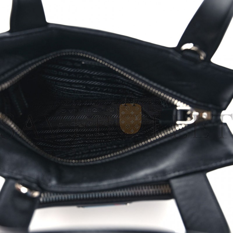 PRADA VITELLO DAINO MINI POCKET TOTE BLACK (19*17*10cm)