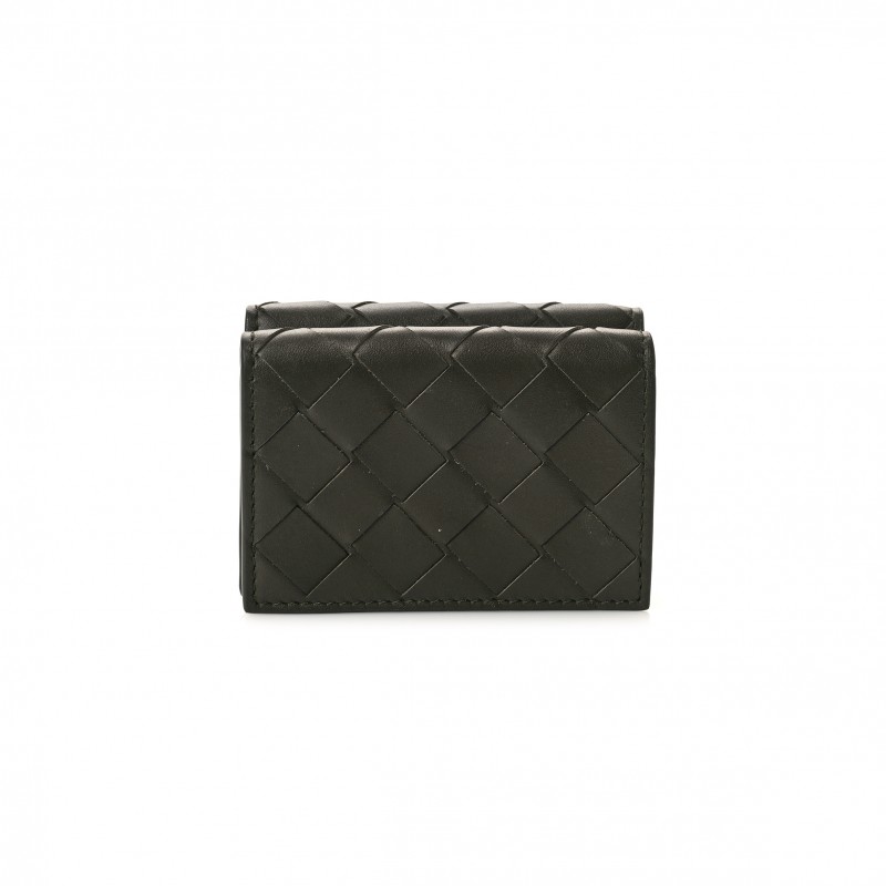 BOTTEGA VENETA NAPPA MAXI INTRECCIATO TRI FOLD WALLET INKWELL (10*7*3cm)