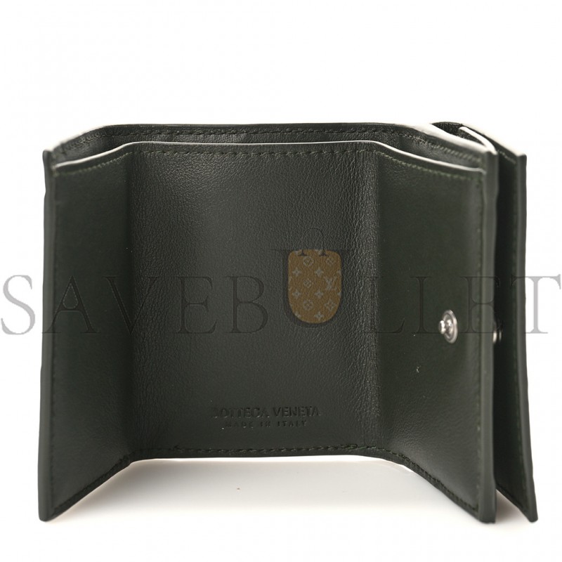 BOTTEGA VENETA NAPPA MAXI INTRECCIATO TRI FOLD WALLET INKWELL (10*7*3cm)