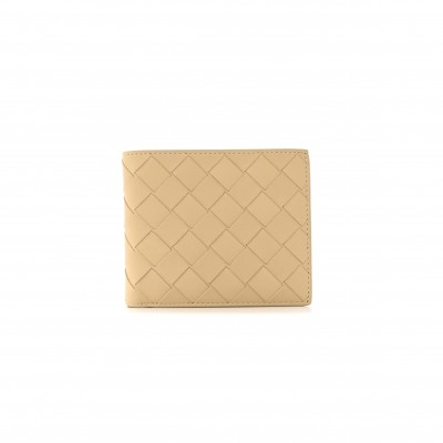 BOTTEGA VENETA NAPPA MAXI INTRECCIATO BI FOLD WALLET PORRIDGE (11*10*2cm)