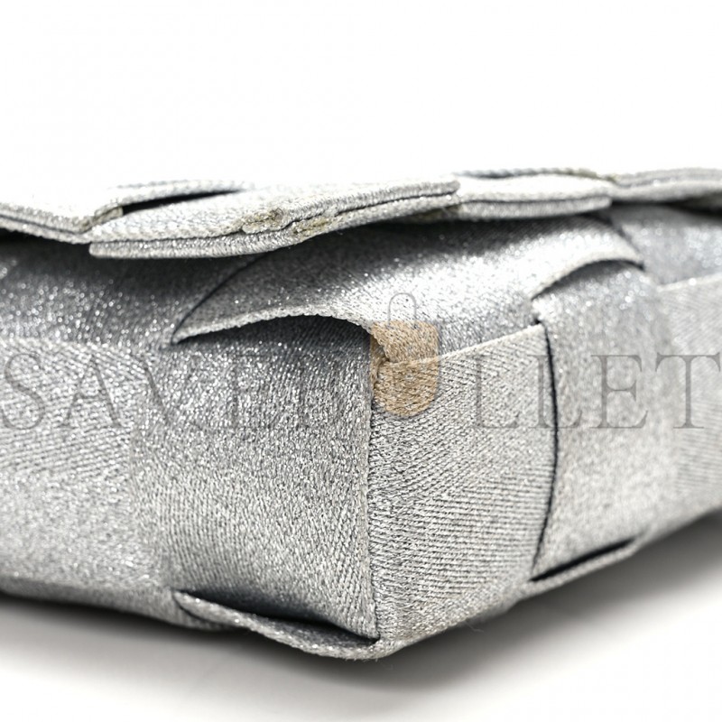 BOTTEGA VENETA WEBBING MAXI INTRECCIATO CASSETTE BAG SILVER (25*15*6cm)