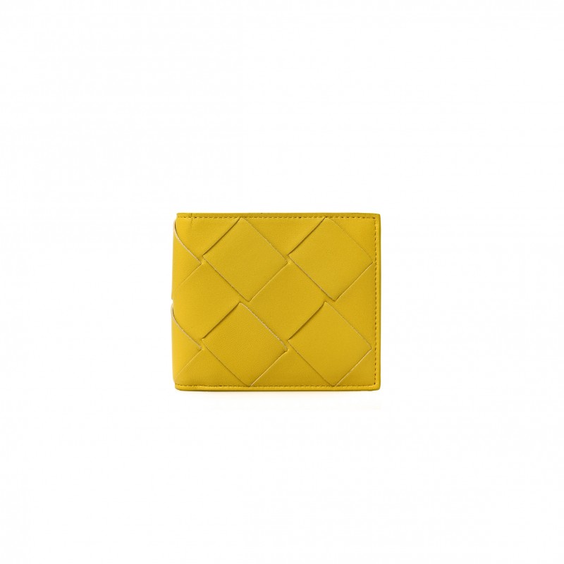 BOTTEGA VENETA NAPPA MAXI INTRECCIATO BI FOLD WALLET BUTTERCUP  (11*10*2cm)