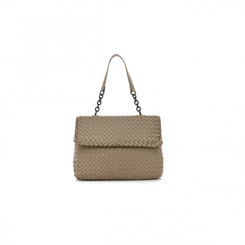 BOTTEGA VENETA NAPPA INTRECCIATO OLIMPIA SHOULDER BAG LIMESTONE  (28*19*10cm)