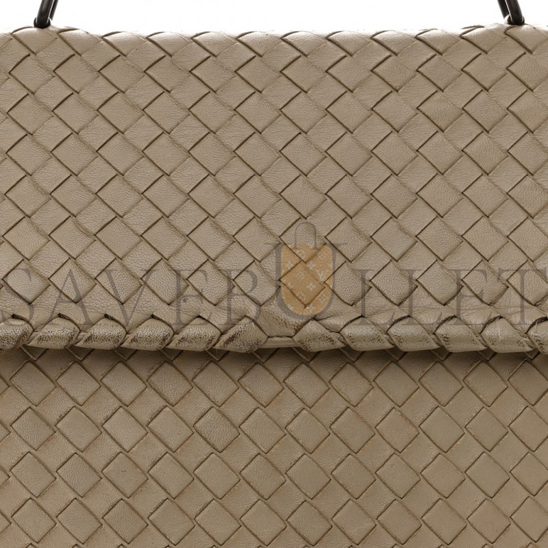 BOTTEGA VENETA NAPPA INTRECCIATO OLIMPIA SHOULDER BAG LIMESTONE  (28*19*10cm)