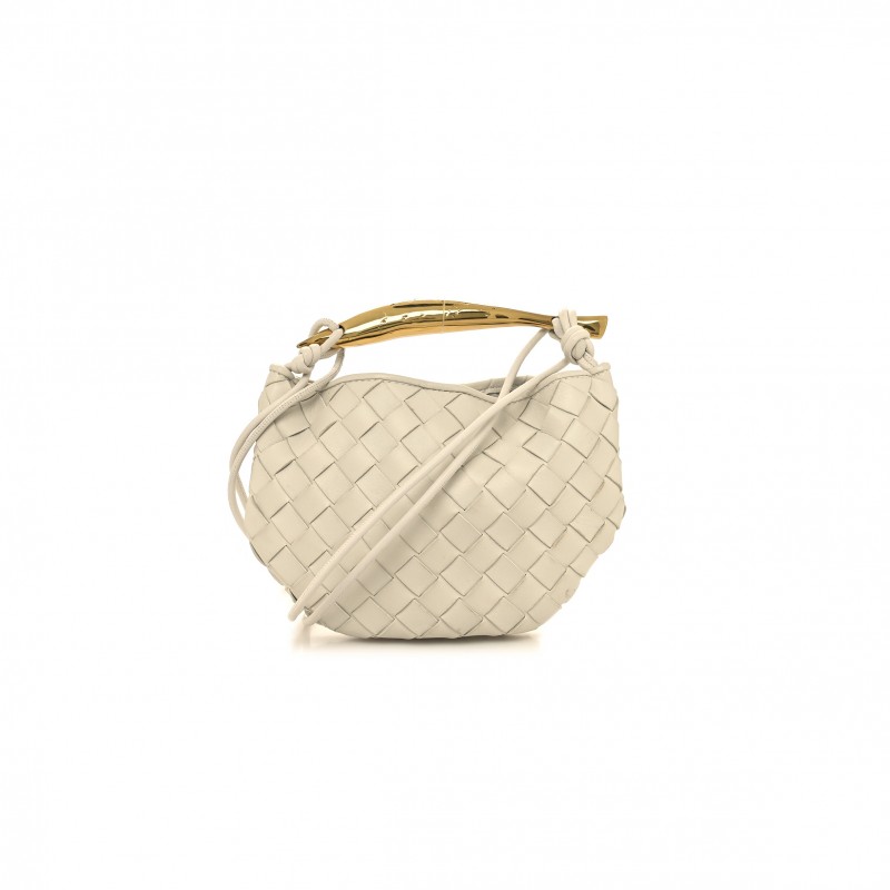 BOTTEGA VENETA NAPPA INTRECCIATO MINI SARDINE BAG CHALK  (20*14*3cm)