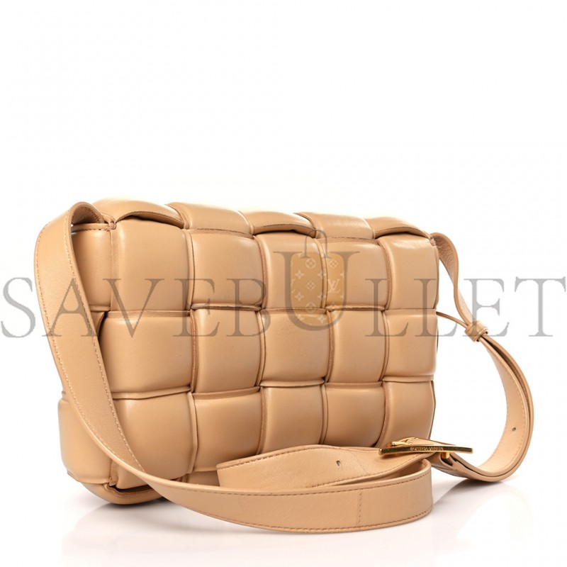 BOTTEGA VENETA NAPPA MAXI INTRECCIATO PADDED CASSETTE CROSSBODY BAG ALMOND (25*17*7cm)