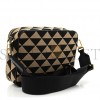 PRADA JACQUARD SAFFIANO TRIANGOLO SYMBOLE EMBROIDERED SMALL SHOULDER BAG BLACK CORDA (23*17*7cm)