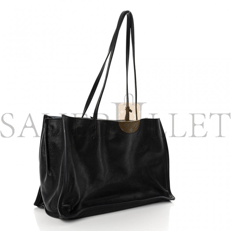 PRADA GLACE CALFSKIN ETIQUETTE SHOPPING BAG BLACK ASTRALE (33*22*16cm)