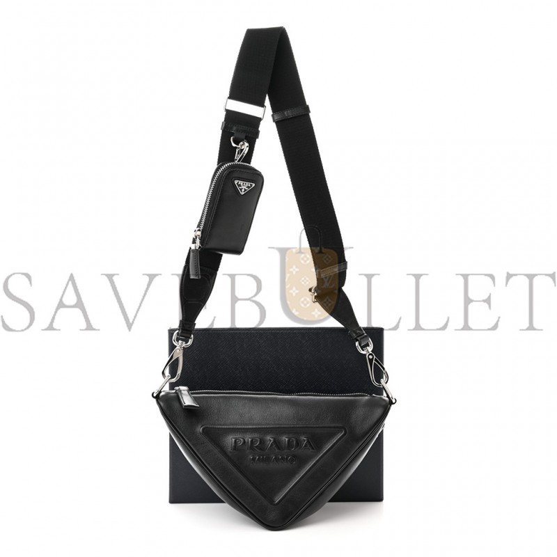 PRADA GRACE LUX TRIANGLE SHOULDER BAG BLACK (25*15*11cm)