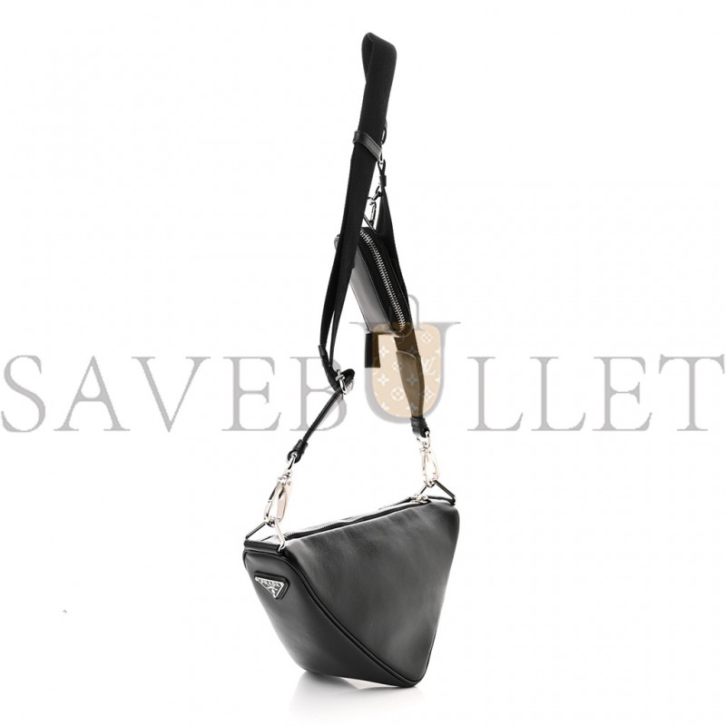 PRADA GRACE LUX TRIANGLE SHOULDER BAG BLACK (25*15*11cm)