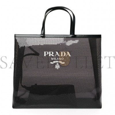 PRADA MESH SEQUIN SPAZZOLATO LOGO TOTE BLACK (36*30*9cm) PRADA MESH SEQUIN SPAZZOLATO LOGO TOTE BLACK (36*30*9cm)