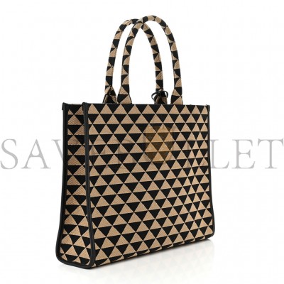 PRADA JACQUARD SAFFIANO TRIANGOLO SYMBOLE EMBROIDERED LARGE TOTE BLACK CORDA 1BA356 (39*31*10cm) PRADA JACQUARD SAFFIANO TRIANGOLO SYMBOLE EMBROIDERED LARGE TOTE BLACK CORDA 1BA356 (39*31*10cm)