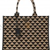 PRADA JACQUARD SAFFIANO TRIANGOLO SYMBOLE EMBROIDERED LARGE TOTE BLACK CORDA (39*31*10cm)