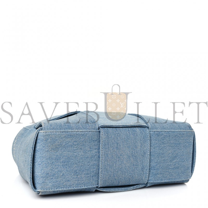 BOTTEGA VENETA DENIM MAXI INTRECCIATO MINI ARCO TOTE BLUE (27*17*11cm)