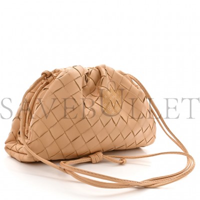 BOTTEGA VENETA NAPPA INTRECCIATO THE MINI POUCH ALMOND  (22*13*6cm)