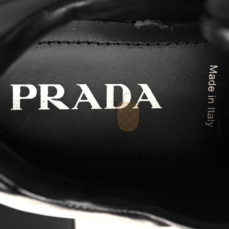 PRADA NAPPA SOFT METAL TRIANGLE LOGO WOMENS PADDED 30MM SNEAKERS 36.5 BLACK