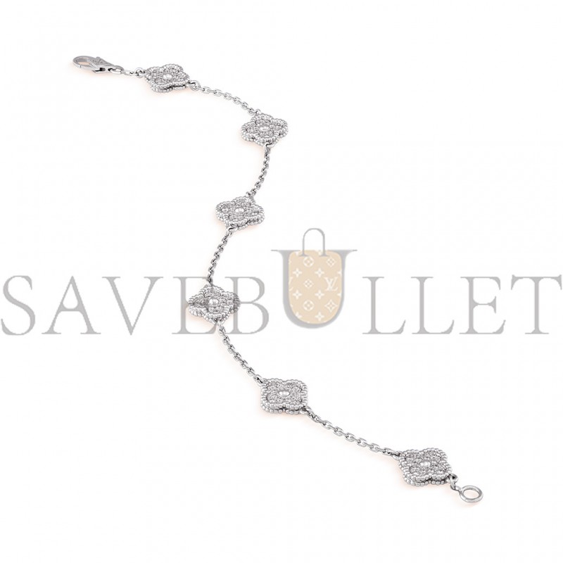 VAN CLEEF ARPELS SWEET ALHAMBRA BRACELET, 6 MOTIFS - WHITE GOLD, DIAMOND  VCARO85700