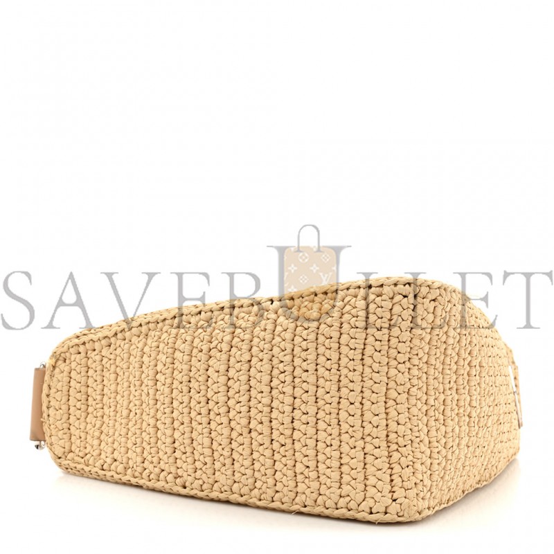 PRADA RAFFIA TRIANGLE SHOULDER BAG NATURAL (27*16*10cm)