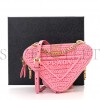 PRADA RAFFIA EFFECT YARN CROCHET MINI TRIANGLE POUCH PETAL PINK (15*10*5cm)