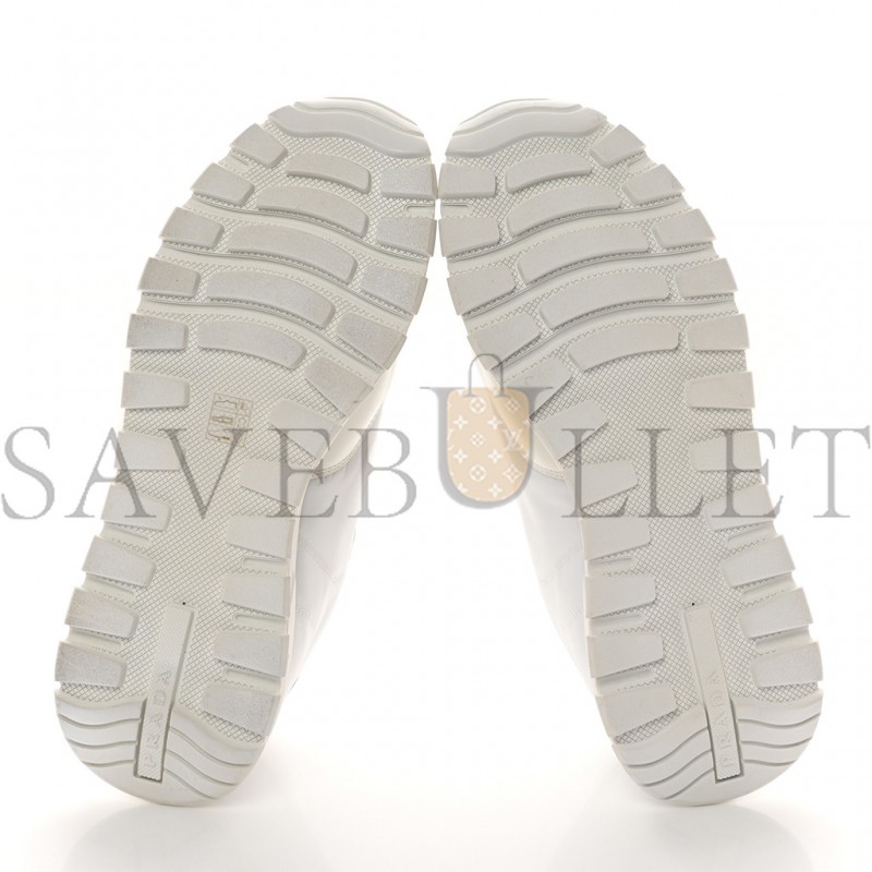 PRADA RE-NYLON SPAZZOLATO METAL TRIANGLE LOGO MENS PRAX 01 45MM SNEAKERS 8 WHITE PRADA RE-NYLON SPAZZOLATO METAL TRIANGLE LOGO MENS PRAX 01 45MM SNEAKERS 8 WHITE
