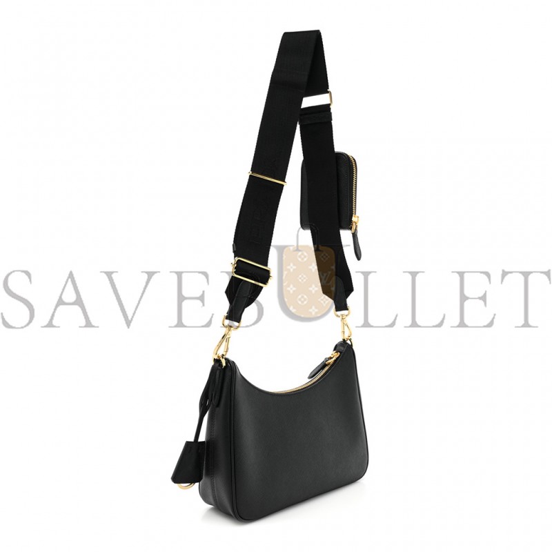 PRADA SAFFIANO LUX RE-EDITION 2005 SHOULDER BAG BLACK  (22*17*6cm)