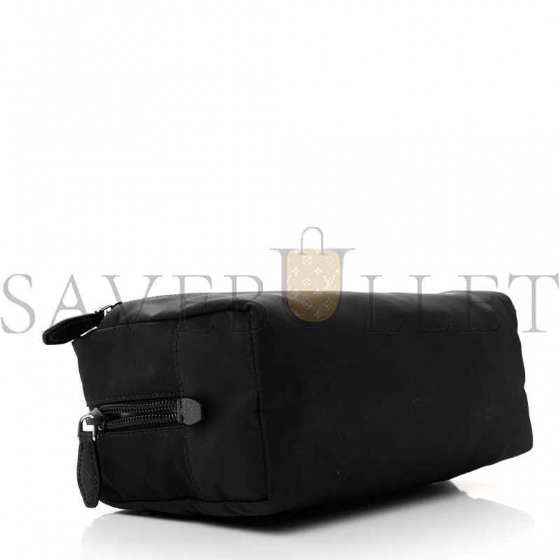 PRADA RE-NYLON SAFFIANO POUCH WRISTLET BLACK (25*13*11cm)