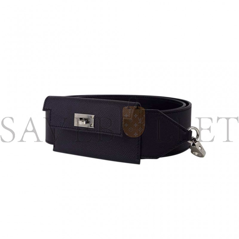 HERMES SWIFT EPSOM POCKET KELLY SHOULDER STRAP BLACK (5cm)