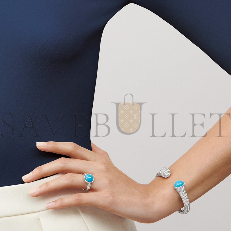 VAN CLEEF ARPELS PERLÉE COULEURS BRACELET, MEDIUM MODEL - WHITE GOLD, DIAMOND, TURQUOISE VCARP27700 VAN CLEEF ARPELS PERLÉE COULEURS BRACELET, MEDIUM MODEL - WHITE GOLD, DIAMOND, TURQUOISE VCARP27700