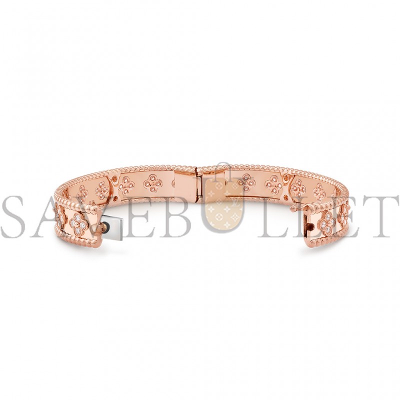 VAN CLEEF ARPELS PERLÉE CLOVERS BRACELET, SMALL MODEL - ROSE GOLD, DIAMOND  VCARN9ER00