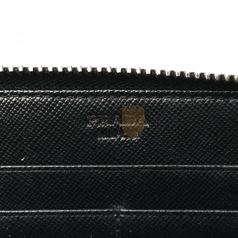 PRADA SAFFIANO METAL ZIP AROUND WALLET BLACK (18*10*2cm)