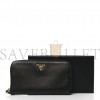 PRADA SAFFIANO METAL ZIP AROUND WALLET BLACK (18*10*2cm)