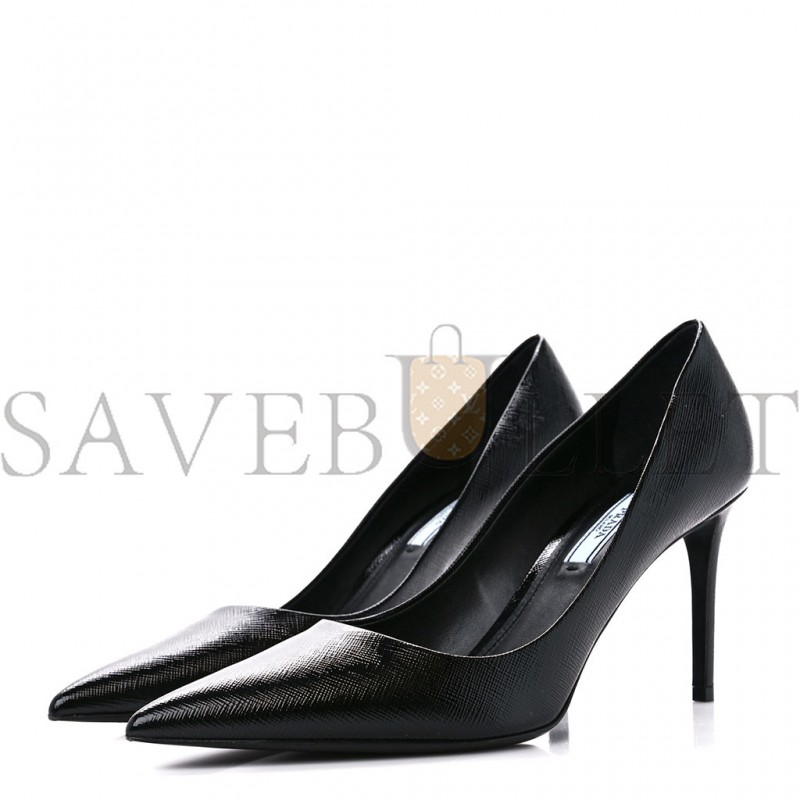 PRADA SAFFIANO VERNICE PUMPS 39.5 BLACK