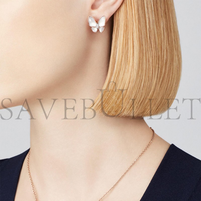 VAN CLEEF ARPELS TWO BUTTERFLY EARRINGS - ROSE GOLD, DIAMOND, MOTHER-OF-PEARL VCARO8FN00 VAN CLEEF ARPELS TWO BUTTERFLY EARRINGS - ROSE GOLD, DIAMOND, MOTHER-OF-PEARL VCARO8FN00