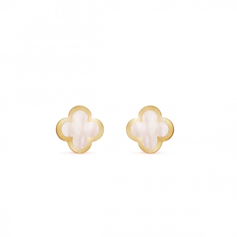 VAN CLEEF ARPELS PURE ALHAMBRA EARSTUDS - YELLOW GOLD, MOTHER-OF-PEARL  VCARA38800