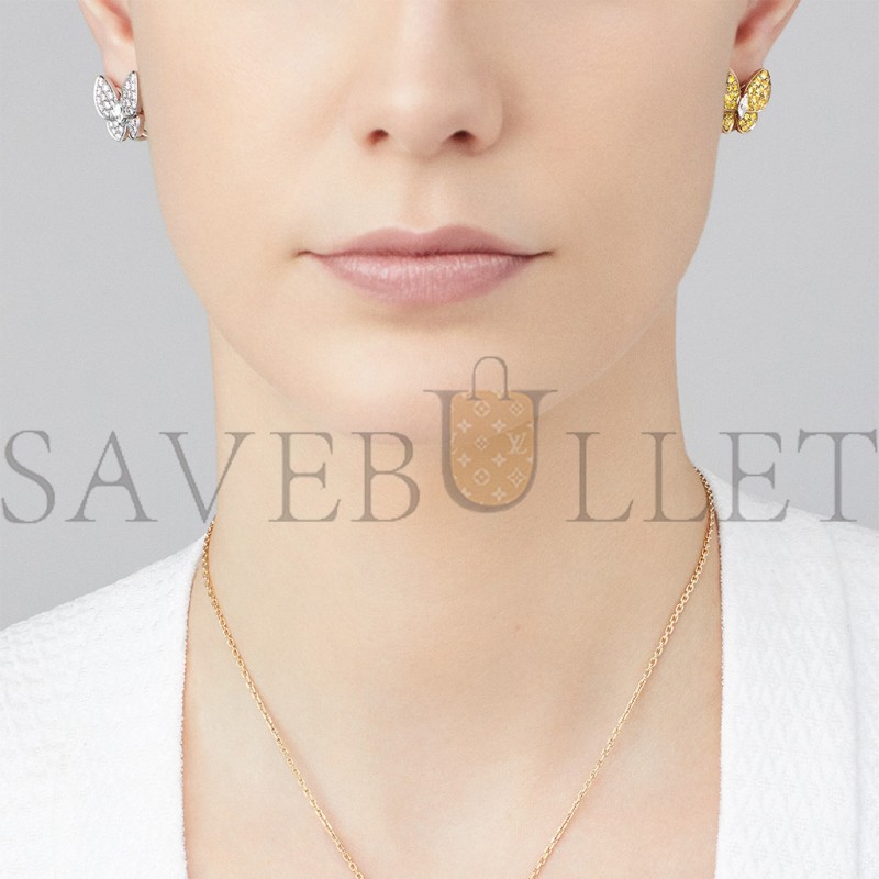 VAN CLEEF ARPELS TWO BUTTERFLY EARRINGS - YELLOW GOLD, DIAMOND, SAPPHIRE VCARB15100 VAN CLEEF ARPELS TWO BUTTERFLY EARRINGS - YELLOW GOLD, DIAMOND, SAPPHIRE VCARB15100