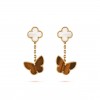 VAN CLEEF ARPELS LUCKY ALHAMBRA EARRINGS, 2 MOTIFS - YELLOW GOLD, MOTHER-OF-PEARL, TIGER EYE   VCARD79800