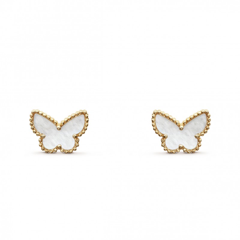 VAN CLEEF ARPELS SWEET ALHAMBRA BUTTERFLY EARSTUDS - YELLOW GOLD, MOTHER-OF-PEARL  VCARN5JM00