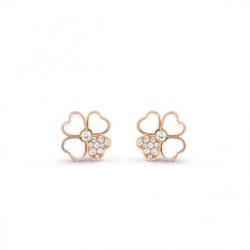 VAN CLEEF ARPELS COSMOS EARRINGS, SMALL MODEL - ROSE GOLD, DIAMOND, MOTHER-OF-PEARL  VCARO5BX00