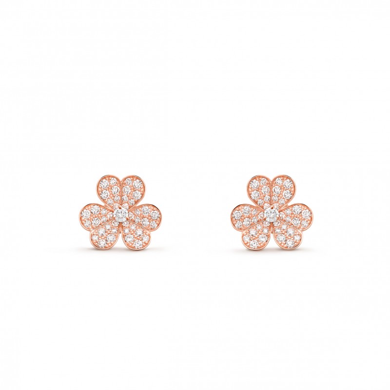 VAN CLEEF ARPELS FRIVOLE EARRINGS, SMALL MODEL - ROSE GOLD, DIAMOND  VCARP7RM00