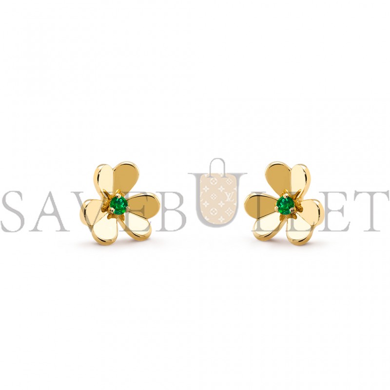 VAN CLEEF ARPELS FRIVOLE EARRINGS, MINI MODEL - YELLOW GOLD, EMERALD  VCARP7SD00