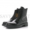 PRADA SPAZZOLATO CHOCOLATE 50MM COMBAT BOOTS 40 BLACK