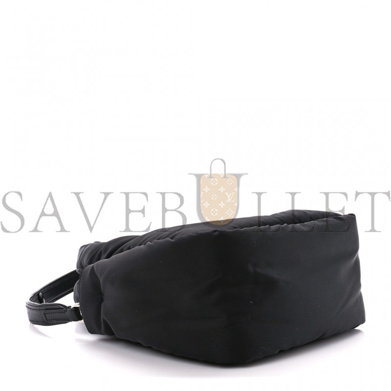 PRADA TESSUTO SOFT PADDED RE-NYLON STRIPED MINI BAG BLACK (18*15.5*10cm)