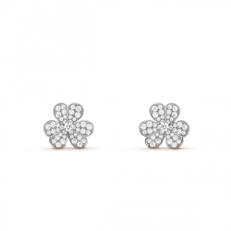 VAN CLEEF ARPELS FRIVOLE EARRINGS, SMALL MODEL - WHITE GOLD, DIAMOND  VCARB65800