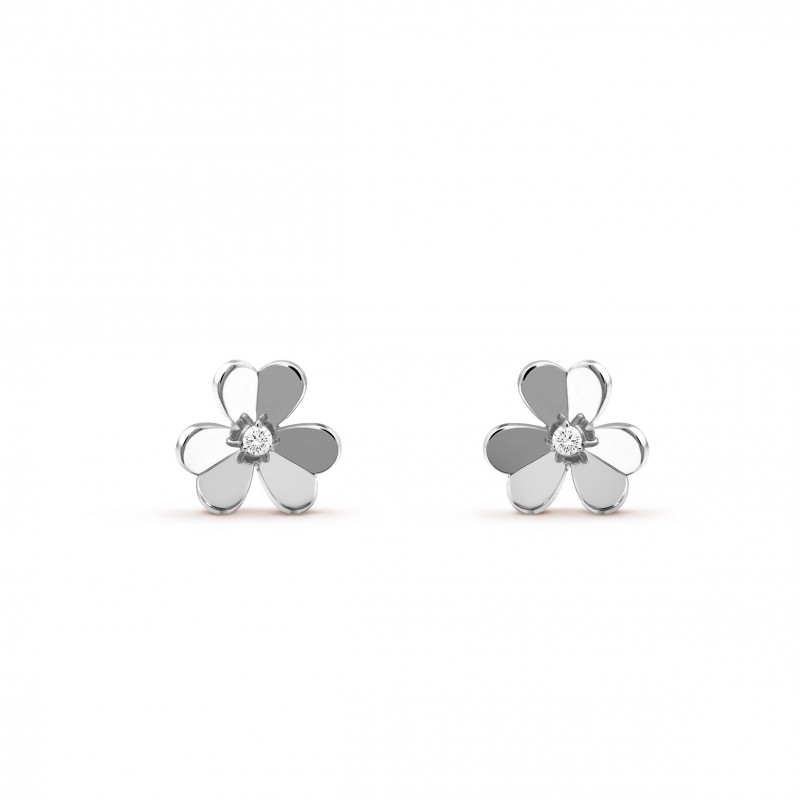 VAN CLEEF ARPELS FRIVOLE EARRINGS, SMALL MODEL - WHITE GOLD, DIAMOND  VCARD80200