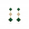 VAN CLEEF  ARPELS MAGIC ALHAMBRA EARRINGS, 3 MOTIFS - YELLOW GOLD, DIAMOND, MALACHITE  VCARO9II00